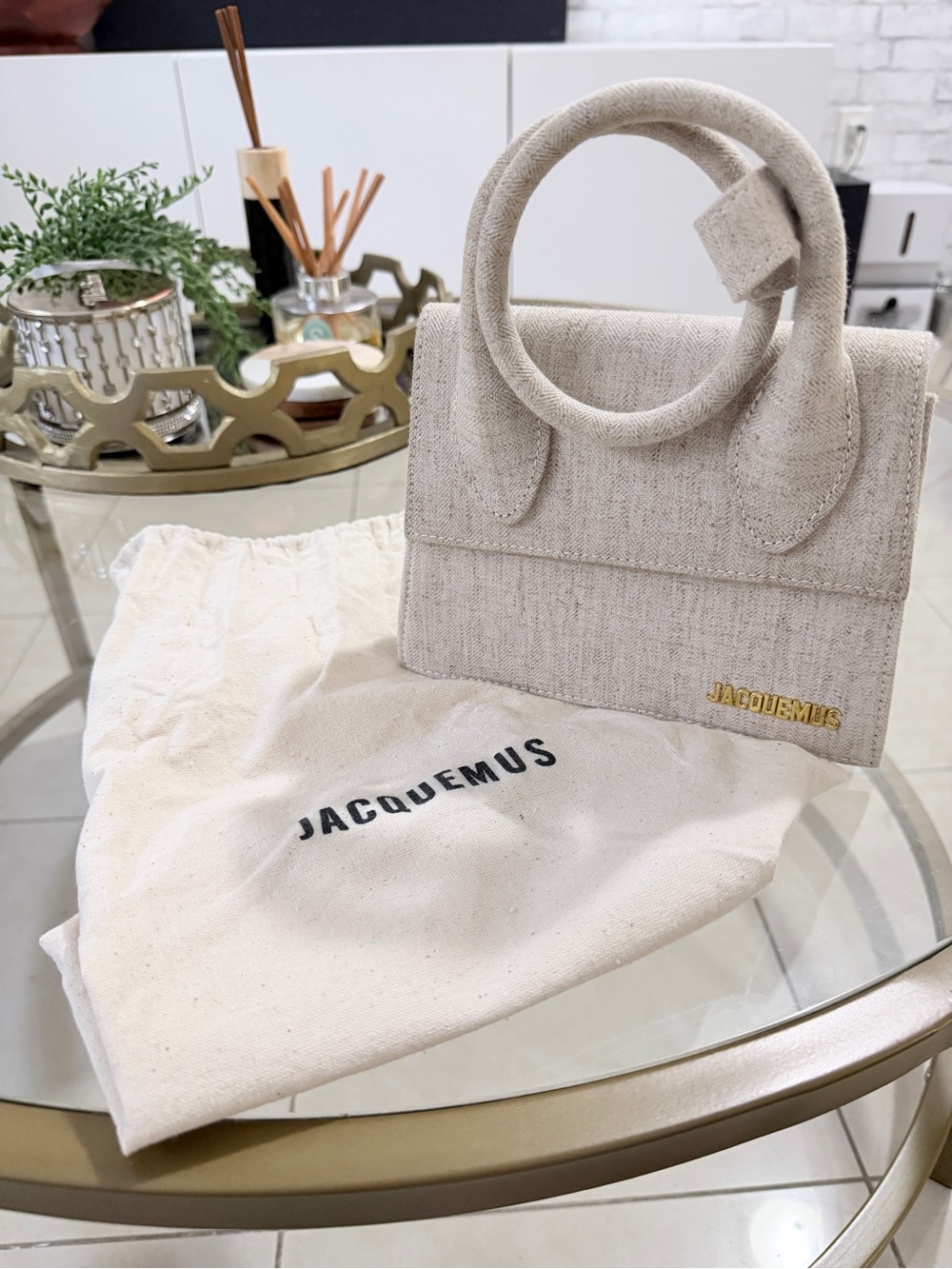Beige Le Chiquito Linen Crossbody Bag